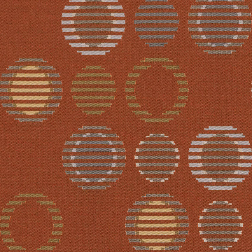Arccom Shibori Paprika Orange mosaic Contemporary Circles Upholstery Fabric 